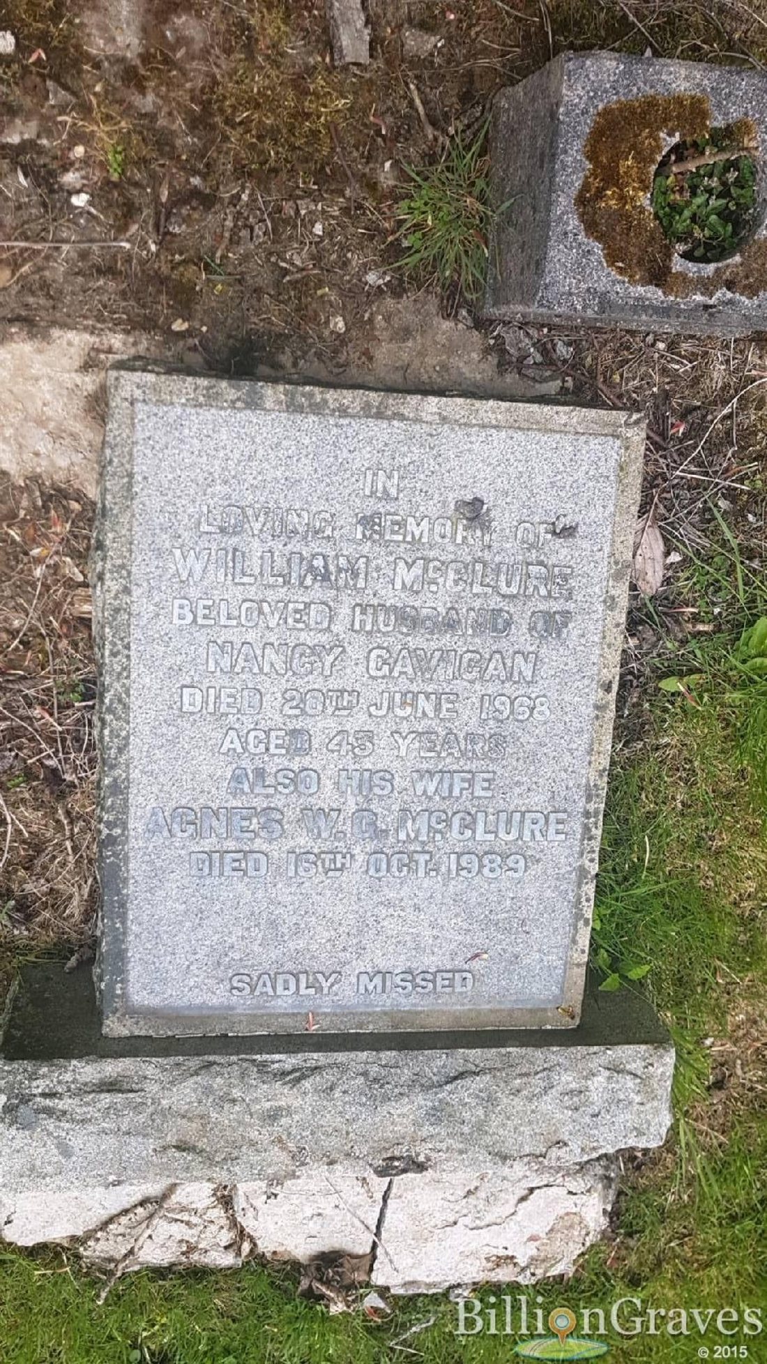 Gravestone โ William & Agnes McClure Grave Stone Linn Cemetry.jpg