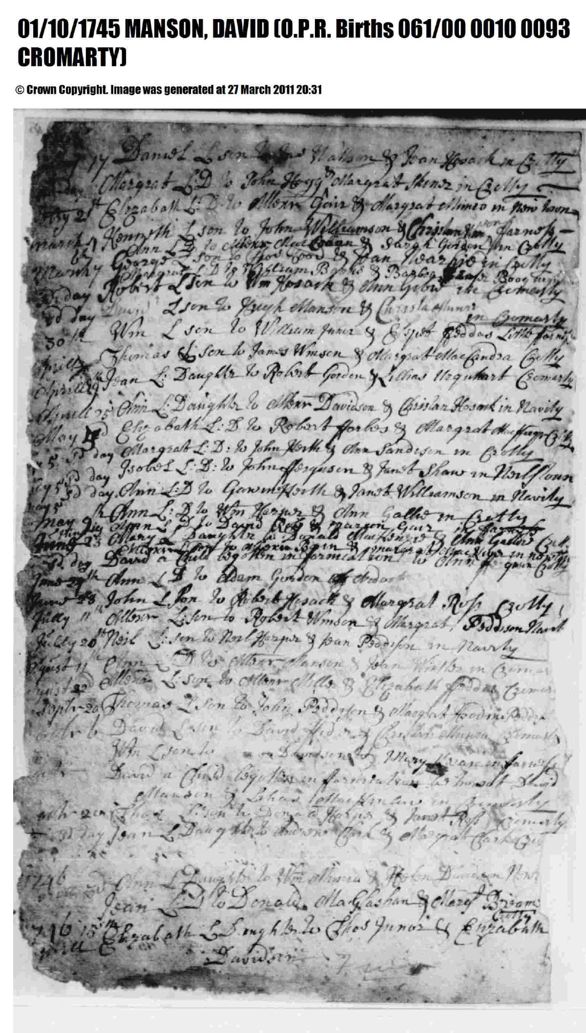 Birth, 1745 โ David Manson 1745 birth entry.pdf