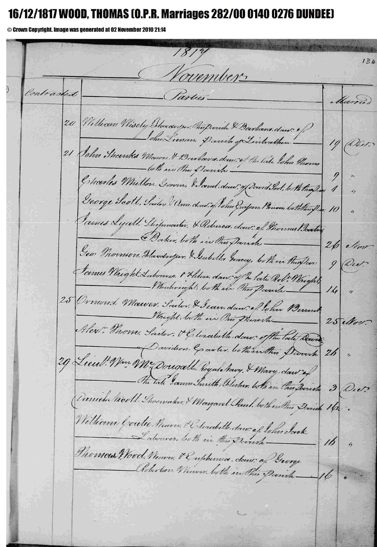 Marriage, 1817 โ Thomas wood Euphemia Wedding Cert 1817.pdf