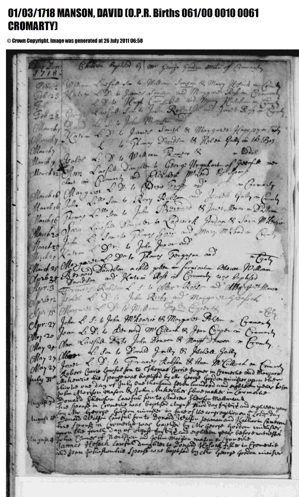 Birth, 1718 โ David Manson 1718 Birth.pdf