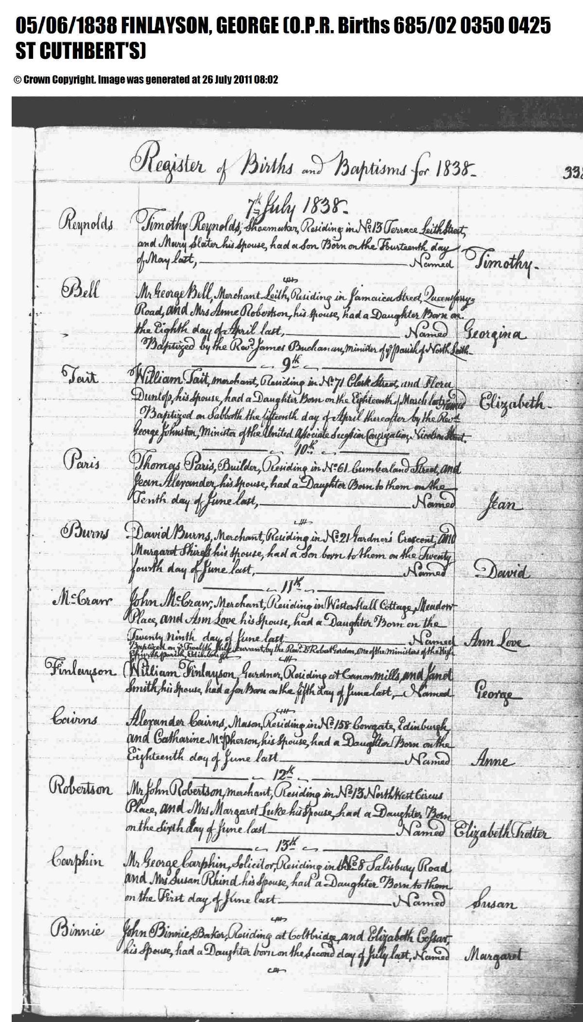 Birth, 1838 โ George Finlayson 1838 Birth.pdf