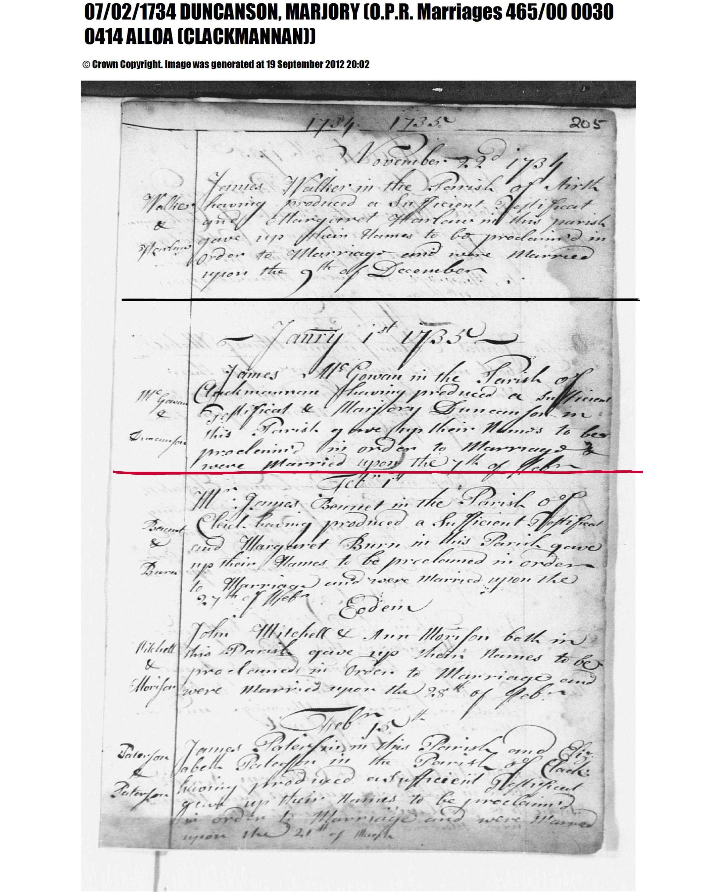 Marriage of James McGowan and Marjory Duncanson, Alloa, 1734 โ James_Mcgowan___Marjory_Duncanson_Marriage_1735.jpeg
