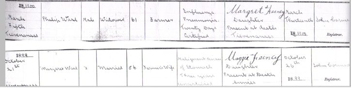 Deaths of Margaret Ward (1899) and Philip Ward (1900) â Cavan Council Death Certificate extracts.jpg